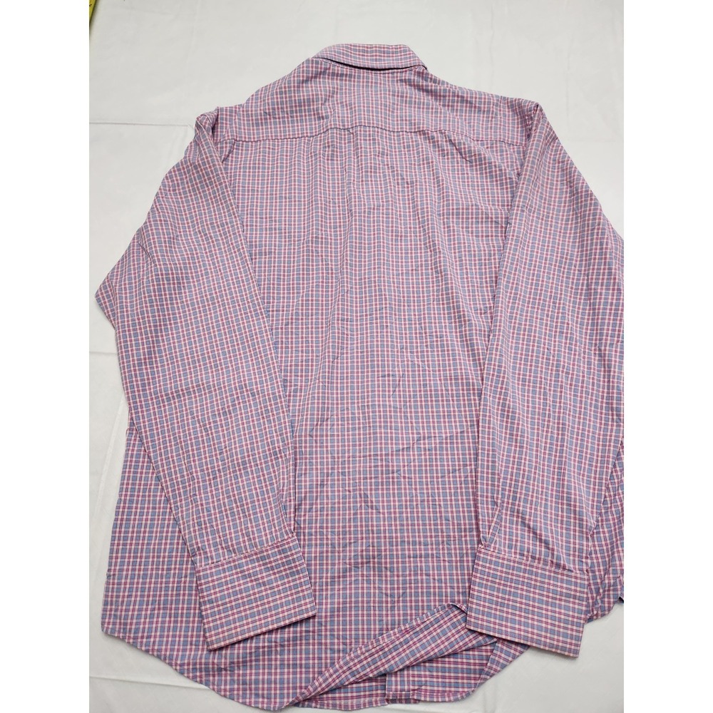 Peter Millar Summer Comfort Shirt Mens Large Pink Plaid Stretch Button Up Casual - Picture 12 of 12